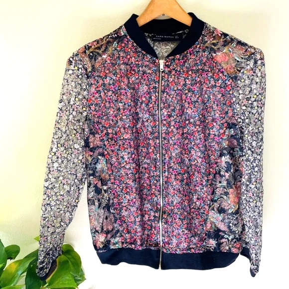 Zara Multicolor Bomber Jacket - Picture 3 of 8